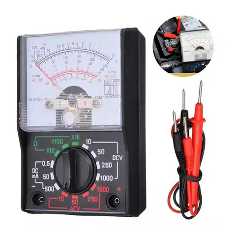 Digital Multimeter With DC AC Voltmeter And Ohm Amp Tester And Diode Voltage Tester with test pen, front view and details