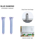 Blue Diamond mounting screws for Kickass Heavy Duty Sleek Stainless Steel Kitchen Cabinet Handles and Drawer Pulls.