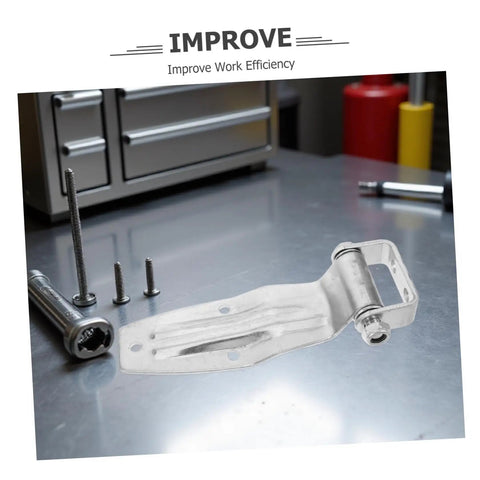 Heavy Duty Truck Door Hinge 210mm Double Ribbed Steel Industrial Vehicle Repair Hinge on workbench with screws