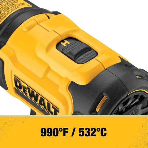 Close-up of Cordless Heat Gun With LED Light And Lock On Convenience, No Cord, All Power, Hits Up To 990 Fahrenheit, Tool Only DCE530B