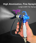 Professional Grade Airless Paint Sprayer Delivering Badass 3600 Psi Output Through A Reversible 517 Nozzle in hand, detailed nozzle view.