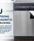 Instant Stainless Steel Magnetic Dishwasher Cover For Front Panel Reusable Decal showing strong magnetic backing.