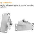 Stainless Steel V Groove Plate Casters With Double Ball Bearings For Sliding Gates, shown with pre-drilled installation holes.