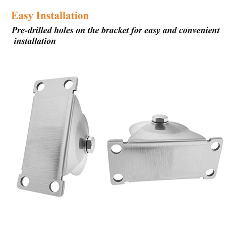 Stainless Steel V Groove Plate Casters With Double Ball Bearings For Sliding Gates, shown with pre-drilled installation holes.