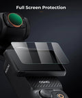 Osmo Pocket 4x3 Magnetic CPL Filter For DJI Osmo Pocket 4x3 Camera, attached to camera, showcasing protective glass screen.