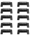 Horizontal E Track Rail End Caps For Trailers And Trucks, 8 black plastic caps shown front view