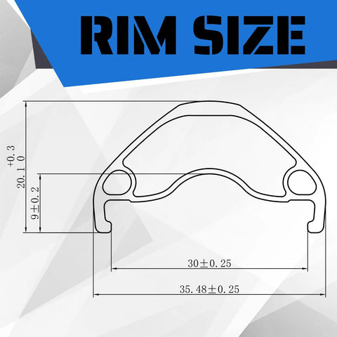 27.5 And 29 Inch Thru Axle MTB Wheelset rim size diagram with dimensions for disc brake AL6061 32H double wall clincher