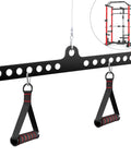 Heavy Duty Steel Cable Machine Attachment Kit With Multi Grip Pull Down Bar For Home Gym Functional Trainer Featuring D Handle And Rope.