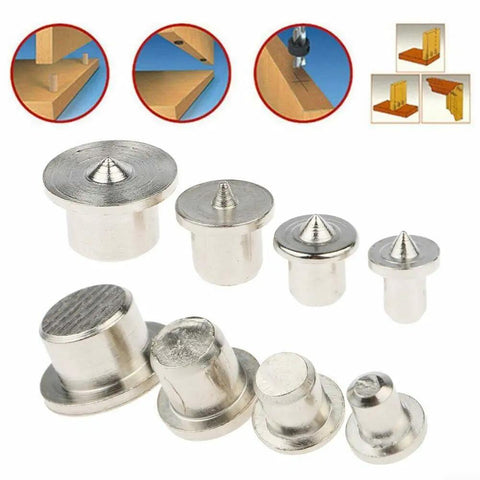 Pro Grade Dowel And Tenon Center Points Set 8 Solid Steel Drill Bit Markers With External Marking Pins for woodworking
