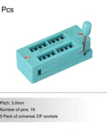 Universal 16 Pin ZIF IC Test Socket With 3.0mm Pitch for Microcontrollers, Chips And Breadboards, Ideal For Programming ICs, 5 Pack