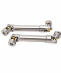 Beefy Stainless Steel RC Drive Shaft M4 2 Pack for 1/10 Scale Crawlers, showing close-up of brass ball end and six tooth spline design.