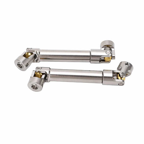 Beefy Stainless Steel RC Drive Shaft M4 2 Pack for 1/10 Scale Crawlers, showing close-up of brass ball end and six tooth spline design.