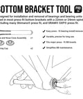 Illustration of Press Fit Bottom Bracket Tool Kit For BB90 BB92 And Internal Bearings Removal And Installation 22 To 24mm ID