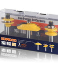 Ogee Three Bit Raised Panel Cabinet Door Router Bit Set With One Half Inch Shank Carbide Tipped For Clean Trim And Grooving