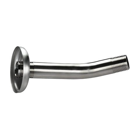 6 Inch Shower Arm Flange And Assembly In Brushed Nickel Finish For Wall Mount Showerheads, Durable One Half Inch IPS Thread