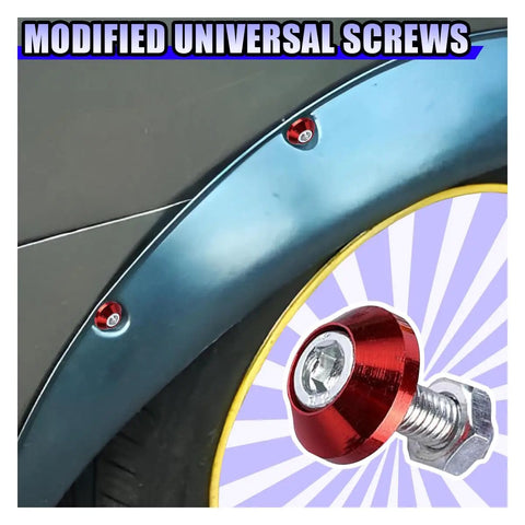 Dope 4 Pack M6 License Plate Screws For Cars Trucks And Motorcycles Built From Heavy Duty Aluminum Alloy Featuring Anti Theft Security Bolts In A Slick Red Finish To Keep Your Rig Tight And Sharp, shown installed near a tire.