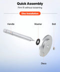 Heavy Duty Truck Hub Seal Installer Kit with Bearing Race and Seal Drivers for Class 7 and 8 Big Rigs, disk and handle parts shown.