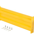 Two Ribbed Steel Drop In Guard Rail 30 Inch Yellow Powder Coat Heavy Hitter Warehouse Impact Buffer with pre drilled holes and mounting brackets.
