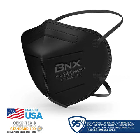10 Pack N95 Mask Made In USA Particulate Respirator With 95 Percent Filtration For Non Oil Based Particles 0.3 Micron Over The Head