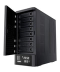 Rock Solid 8 Bay External Hard Drive Raid Enclosure For 2.5 And 3.5 Inch Sas Sata Hdd And Ssd displays drive bays with open door.