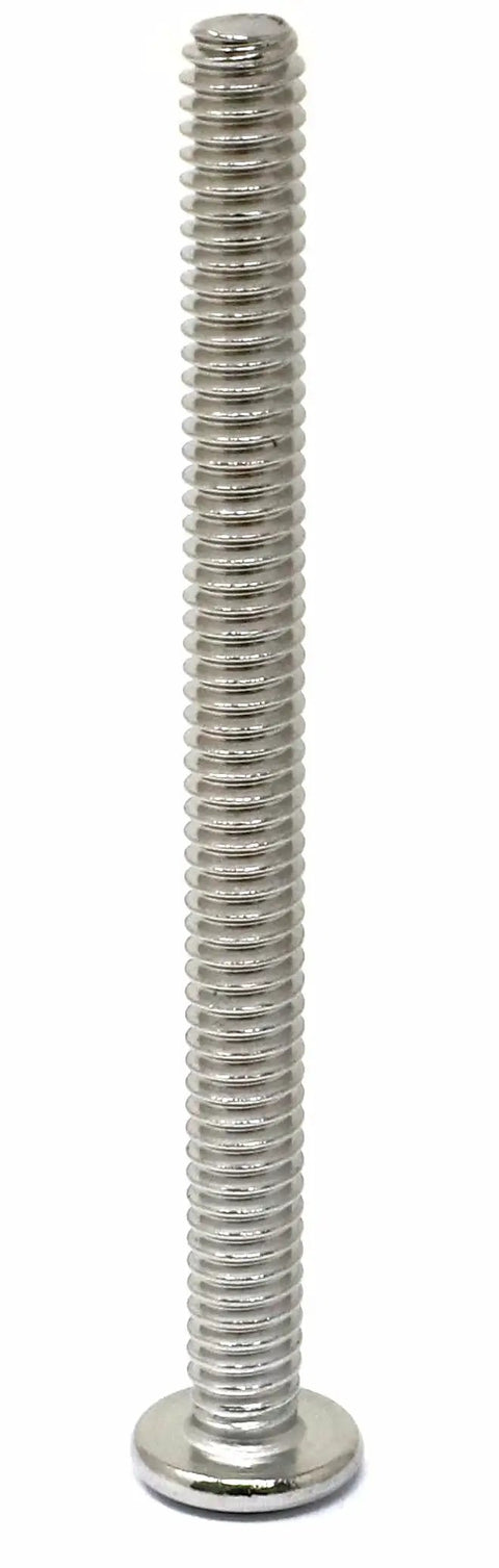 Close-up of a 20 Pack 1/4-20 Stainless Steel 304 Hex Socket Flat Head Cap Screw for Furniture with chamfered edge.