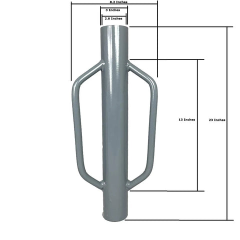 Heavy Duty 24 Inch Post Driver Rammer For Installing Fence Posts Up To 2.5 Inches With Ergonomic Closed Handles, front view