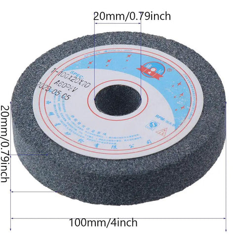 Premium 4 Inch Bench Grinding Wheel Crafted From Aluminum Oxide And Ceramic Grit For Tough As Nails Surface Polishing Buffing And Metal Finishing On Garage Workshop Machines, side view with measurement.