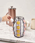 Rotating K Cup Holder Carousel For Countertop Holds 20 Coffee Pods Coffee Pod Organizer Stand No Fuss Pod Label Display Black