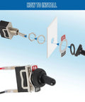 Installation diagram of Fuse Bypass Switch Kit For ATM Mini-Fuse Towed Vehicles with beefed up rocker toggle switch and boot.