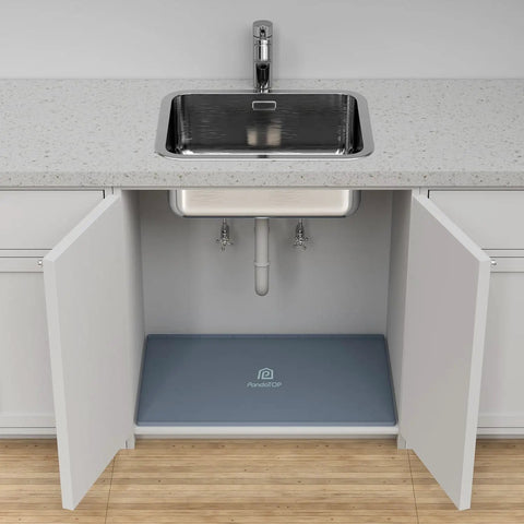 Silicone 28x22 Inch Under Sink Tray, Waterproof Flexible Cabinet Liner for Kitchen Bathroom and Laundry in open cabinet