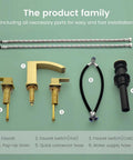 Brushed Gold Bathroom Sink Faucet 3 Hole Widespread Waterfall Basin Faucet With Pop Up Drain No Fuss Vanity Lavatory Faucet Solid Brass Construction Corrosion Resistant Easy Install parts and accessories.