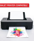 EasyColor DTV Printable Heat Transfer Vinyl Sheets For Inkjet Printers 8.4 By 11 Inches Pack Of 50 DIY Friendly With Clear Transfer Mask printer