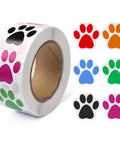 Dog Paw Print Stickers Roll 500 Self Adhesive Paw Labels Colorful Animal Shape Wall Decals Perfect For Vet Tech Gifts Classroom Decor Envelope Seals Party Tags And Gift Wrapping
