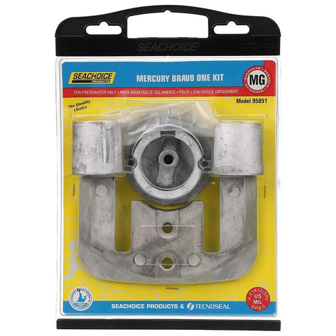 Anode Kit For Mercruiser Bravo One Outboard Magnesium Cadmium Free Fresh Water Use With Top Vent Plate Anode And Skeg Replacement Eco Friendly MilSpec A21412SH Compliant displayed in packaging
