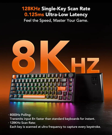 Big Time Wired Mechanical Gaming Keyboard With Hall Effect Magnetic Switches And Fully Adjustable Actuation, glowing RGB keys and compact design.