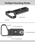 Baseplate For Sony Alpha 6700 With Built In Arca Quick Release Plate And Bottom Mount, top and bottom view with threaded holes