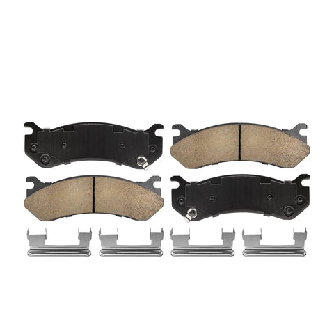 Front Brake Kit With 12 Inch Rotors And Ceramic Pads For Chevrolet GMC Silverado Suburban Sierra Savana Yukon XL 1500 Tahoe Escalade Replacement Disc Brakes, showing ceramic brake pads and clips