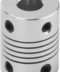 Awesome Flexible Shaft Coupler Connector Made From Durable Aluminum Alloy Perfect For Motors Encoders Or Pumps With 8mm X 8mm Joint Size And OD 19X25MM Dimensions For Tight Fits. Aluminum flexible shaft coupler, 8mm bore, 19x25mm, side view