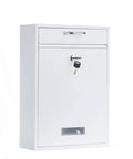 Wall Mounted Locking Vertical Dropbox Mailbox White Finish Large Safe And Secure Steel Construction Heavy Duty Porch Pirate Safe