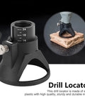 Heavy Duty Drill Locator Tool Attachment With Precision Positioner For Accurate Punching And Drilling Alignment On Electric Grinders showing solid plastic construction and adjustable depth settings.