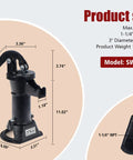 Image of Durable Cast Iron Pitcher Pump Manual Hand Crank Suction Water Transfer Pump with labeled dimensions and model SWP 300.