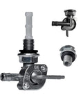 Upgraded Petcock Fuel Tank Shutoff Valve for generators, go-karts, and mini-bikes with M10x1.25 thread, shown in different views.