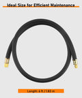 Heavy Duty Half Inch HVAC Vacuum Hose, 6 Ft Long, Fast Evacuation And Recovery, High Pressure Rated, Black Charge Hose for AC Service