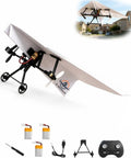 Electric RC Paper Airplane Kit With Gyro Stabilizer Dual Propellers And Foldable Micro Fixed Wing Design Two Point Four GHz Remote Control Flying Plane For Outdoor Fun Dope Lightweight And Easy To Fly shown with accessories including remote and batteries