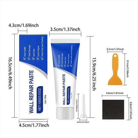 DIY Wall Patch Repair Kit With Scraper White Repair Paste For Cracks Holes Graffiti And Peeling Paint Quick Fix For Interior Walls Seamless Finish Home Improvement Essential Tile Gap Filler with dimensions