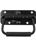 4 Pack Spring Loaded Chest Handles Heavy Duty Foldable Pull Handles with Rubber Grip Black Finish for Cabinets and Storage Chests