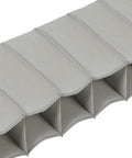 Close-up view of the gray heavy duty nonwoven fabric hanging shoe organizer bag featuring ten spacious pockets.