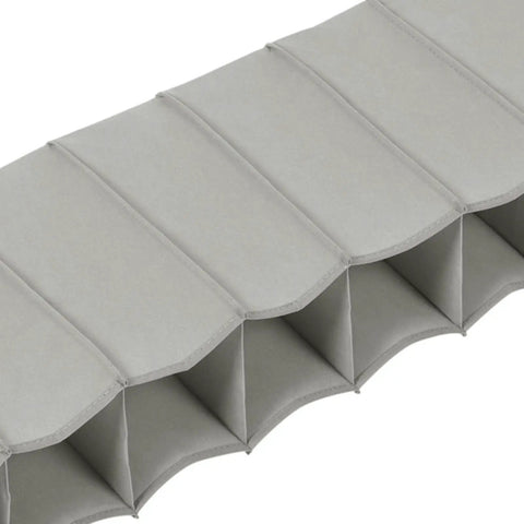 Keep Your Floor Space Sick And Clean With This Hanging Shoe Organizer Bag Featuring Multi Layer Pockets And Solid Nonwoven Material Ideal For Closets Doors And Dorms To Store Every Pair Of Kicks Without Any Hassle, showing the top view of dark grey nonwoven compartments.