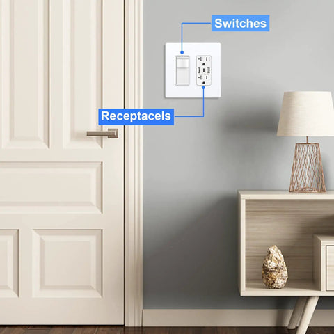 Screwless Decorator Wall Plate 2 Gang Outlet Cover For Light Switches And Power Plugs Built Tough Polycarbonate White Finish installed