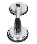 Heavy Duty 80KG Suction Glass Plate Lifter With Single Hand Operation For Moving Mirrors Tiles And Glass Slabs Using Solid Aluminum Alloy Build top view with dual suction cups.